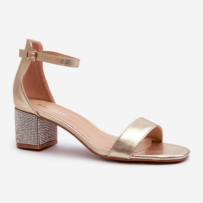 Sandales Pour Femmes En Cuir Écologique Avec Talons Hauts Décorés, Doré Wiatalia 1