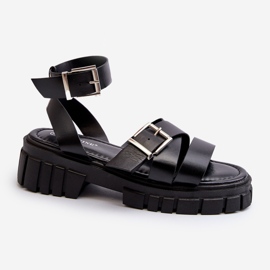 Sandales Femme À Bretelles Cuir Eco Noir Eladira 1