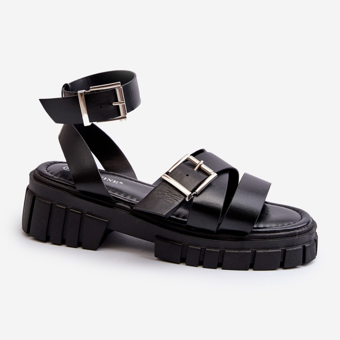 Sandales Femme À Bretelles Cuir Eco Noir Eladira 1