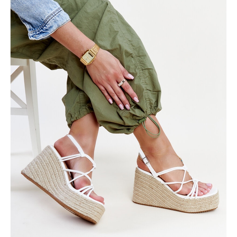 Sandales compensées Mara blanches 1