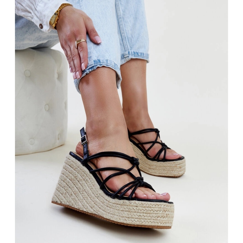 Sandales compensées Mara noires le noir 1