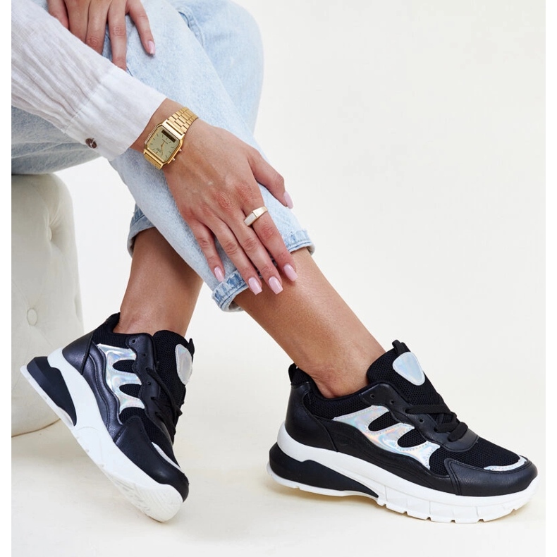 Baskets noires à semelle épaisse Matea le noir 1