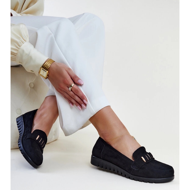 Mocassins noirs à bande décorative par Marlisa le noir 1