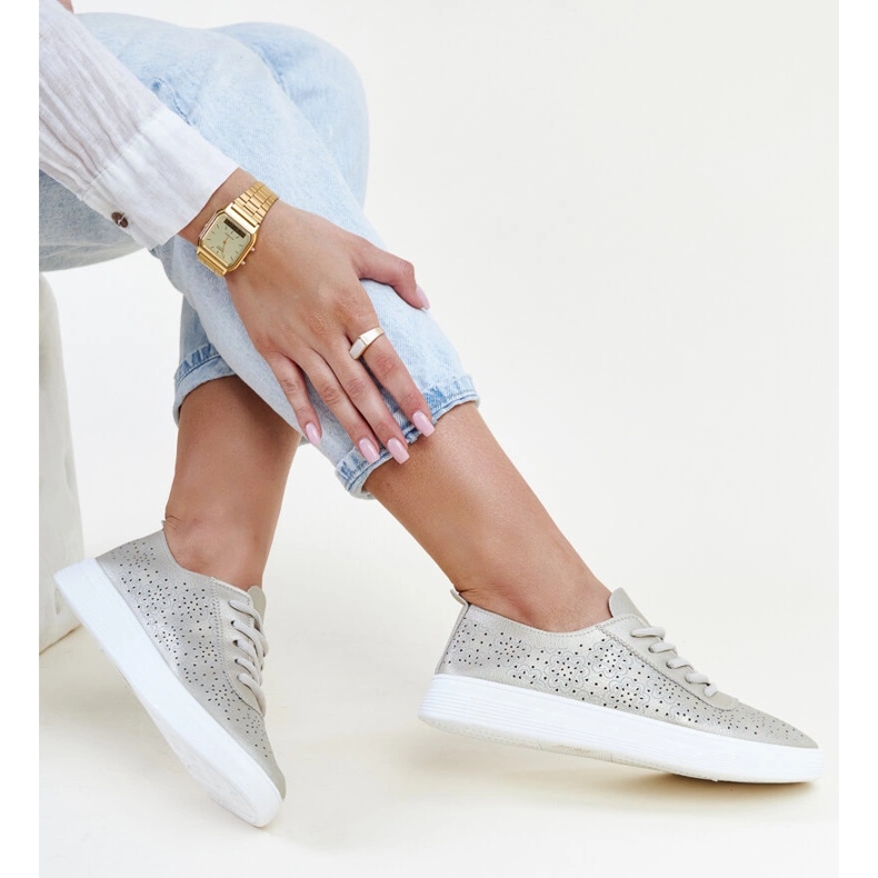 Baskets en cuir écologique Whitley dorées d'or 1