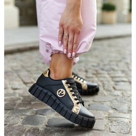 Baskets noires et dorées à semelle massive Bionda le noir 2