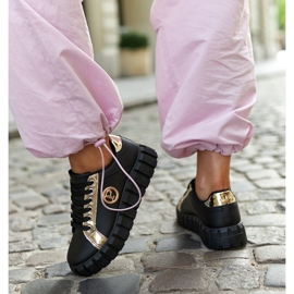 Baskets noires et dorées à semelle massive Bionda le noir 3
