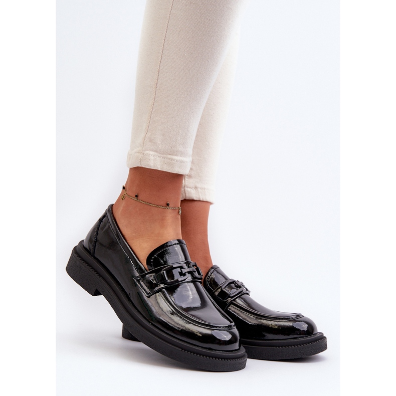 Mocassins Femme En Cuir Verni Noir Keelana 2