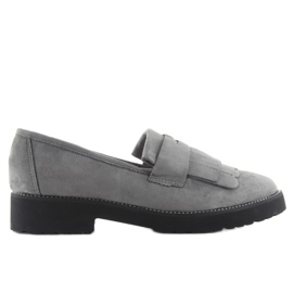 Mocassins femme semelle haute F173p gris 2