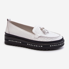 Mocassins En Cuir Pour Femme Sur La Plateforme, Blanc Assetnima blanche 2