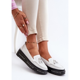 Mocassins En Cuir Pour Femme Sur La Plateforme, Blanc Assetnima blanche 1