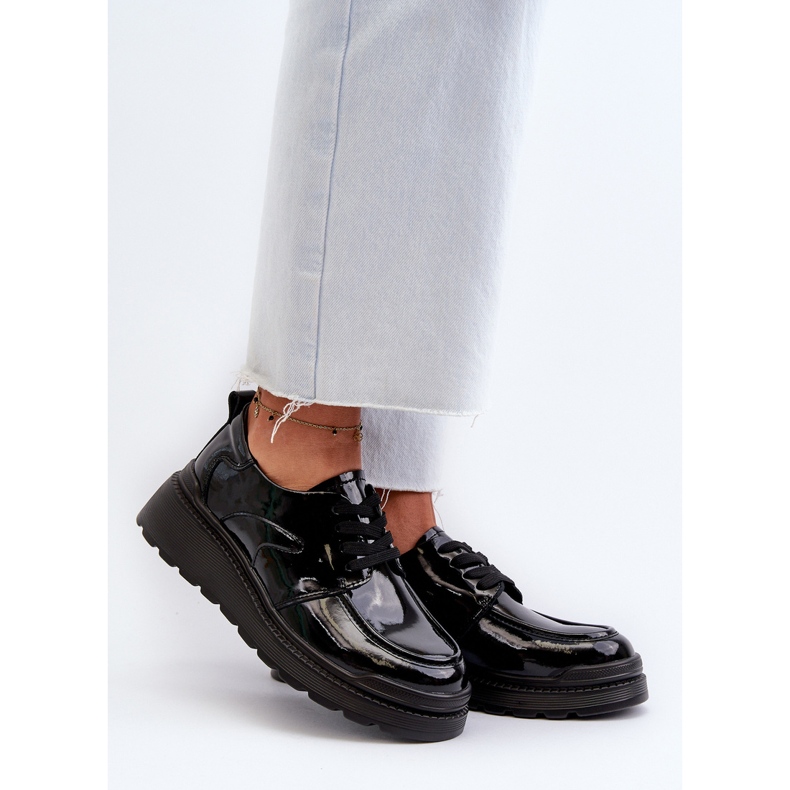 Chaussures Femme En Cuir Verni, Cuir Naturel, Noir Scadaria 2