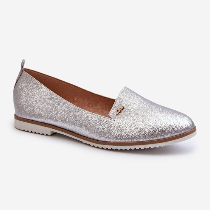 Mocassins Femme Talon Plat Argent Enzla 1 Mocassins Femme Talon Plat Argent Enzla 1
