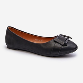 Ballerines en cuir écologique avec sangle et décoration, noir Cadwenla le noir 1