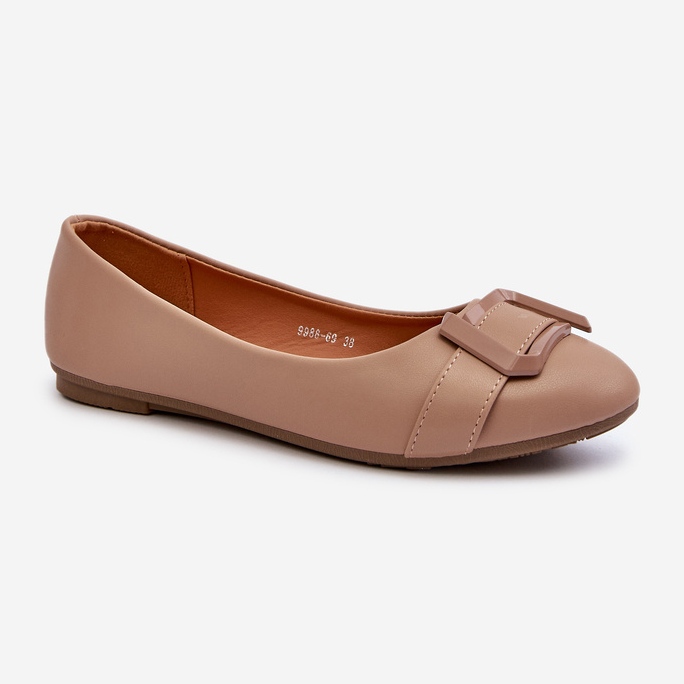 Ballerines en cuir écologique avec ceinture et décoration, beige foncé Cadwenla 2
