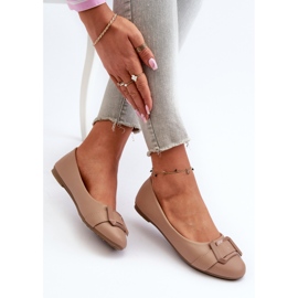 Ballerines en cuir écologique avec ceinture et décoration, beige foncé Cadwenla 1