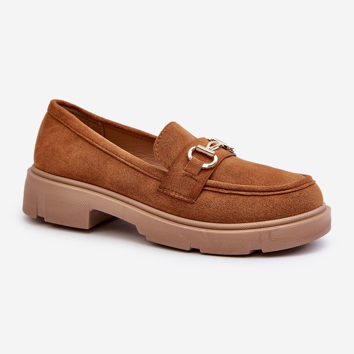 Mocassins Lighas Camel En Daim Eco Pour Femme Avec Décoration Dorée brun 2
