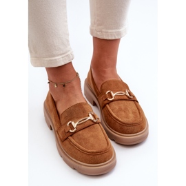 Mocassins Lighas Camel En Daim Eco Pour Femme Avec Décoration Dorée brun 6
