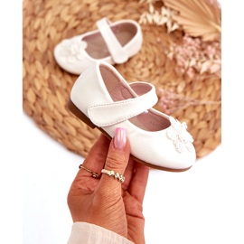 Miss Ballerines pour enfants avec fermeture velcro et décoration, blanches 2