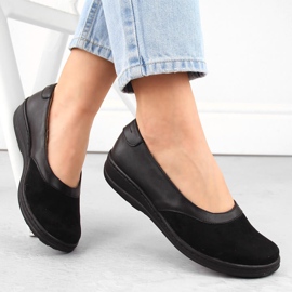 Chaussures à enfiler confortables en cuir pour femmes, noires Helios 426.0001.011 1