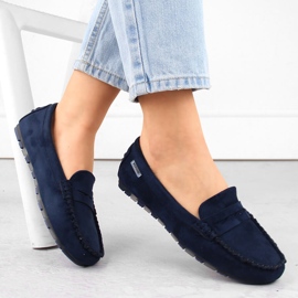 Mocassins femme en daim bleu marine Potocki 09300 1