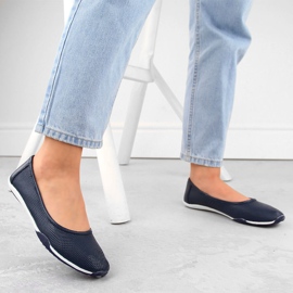 Ballerines slip-on ajourées en cuir femme, bleu marine Filippo DP3681 2