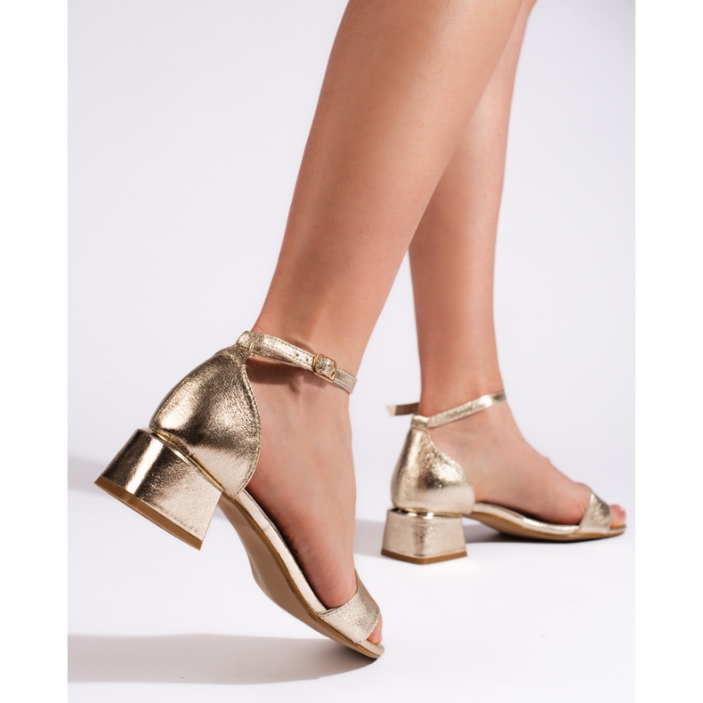 Goodin Sandales dorées à talons pour femme d'or 2