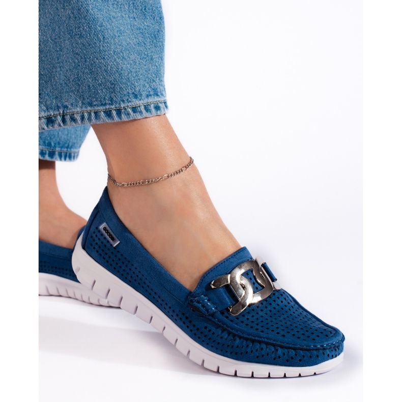Goodin Mocassins femme bleus ajourés 2 Goodin Mocassins femme bleus ajourés 2