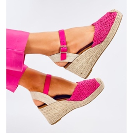 Morelli Sandales compensées espadrilles fuchsia rose 4