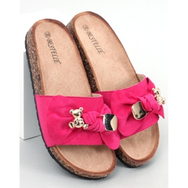 Loups Chaussons en liège Fuchsia avec un ours en peluche rose 5