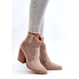 Bottines Femme Ajourées En Daim Eco à Talon Haut, Beige Stardara 3