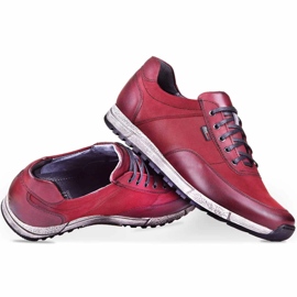Kampol Chaussures cuir casual homme 31/34 bordeaux rouge 3
