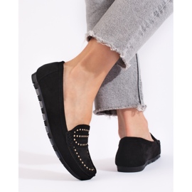 Mocassins femme en daim noir le noir 4