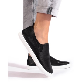 Baskets à enfiler ajourées, noires le noir 1