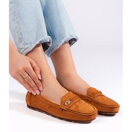 Mocassins femme en daim camel brun 1