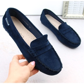 Mocassins femme en daim bleu marine Potocki 09300 4