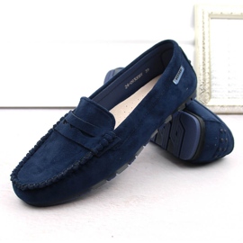 Mocassins femme en daim bleu marine Potocki 09300 6