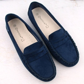 Mocassins femme en daim bleu marine Potocki 09300 7