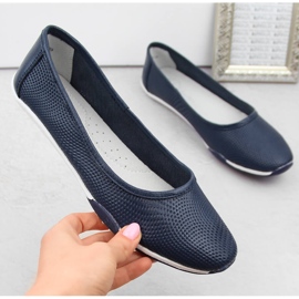 Ballerines slip-on ajourées en cuir femme, bleu marine Filippo DP3681 4