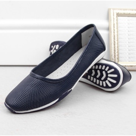 Ballerines slip-on ajourées en cuir femme, bleu marine Filippo DP3681 6