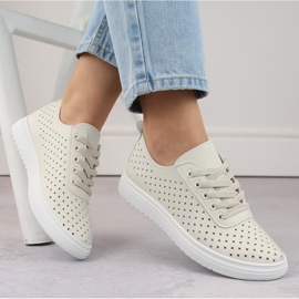 Chaussures de sport ajourées femme, beige Sabatina 0819 1