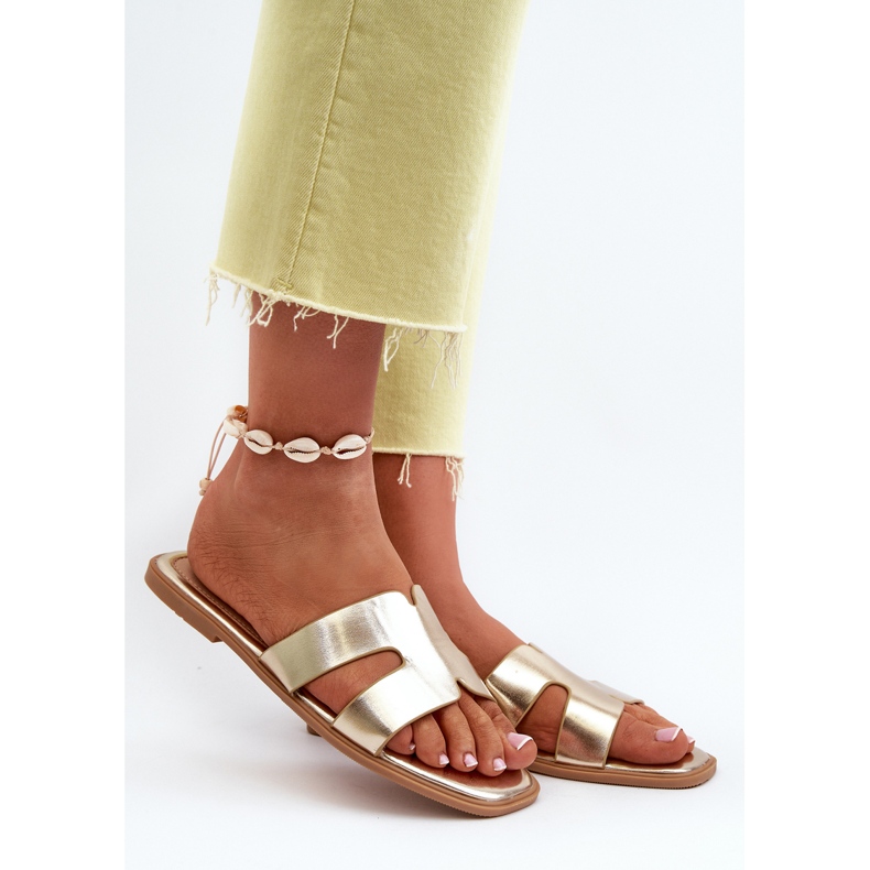 Tongs Plates Pour Femmes Avec Découpes Doré Fiviama d'or 2