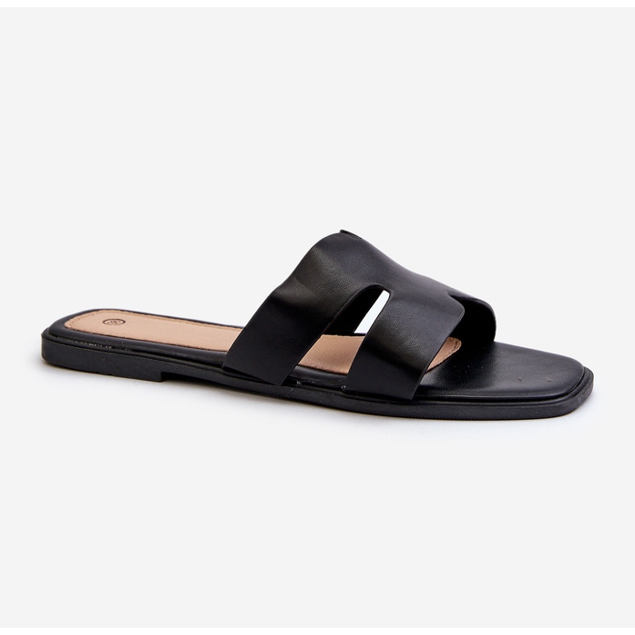 Tongs Plates Pour Femmes Avec Découpes Noir Fiviama 1