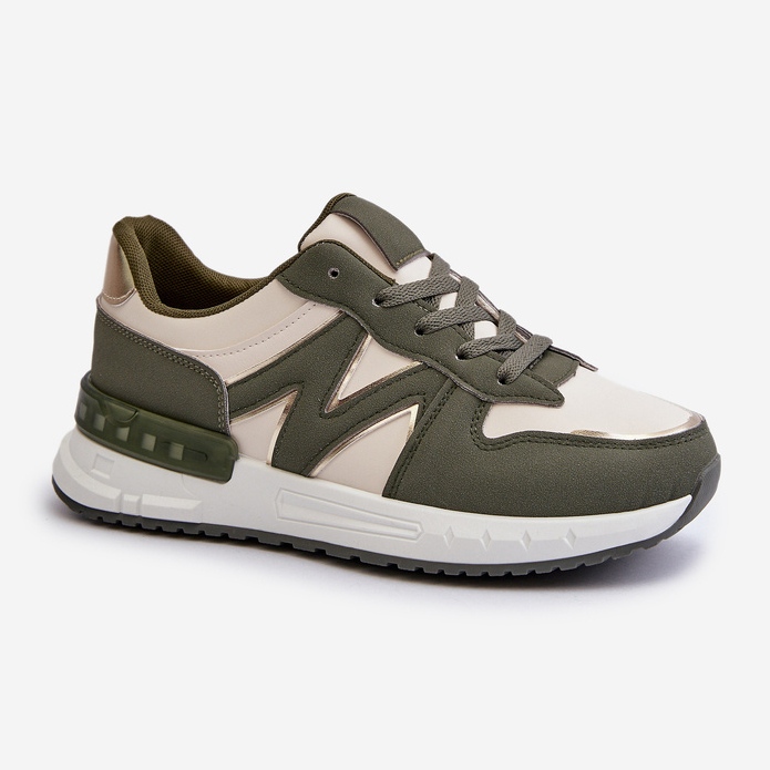 Baskets pour femmes en cuir écologique, vert Kaimans 1