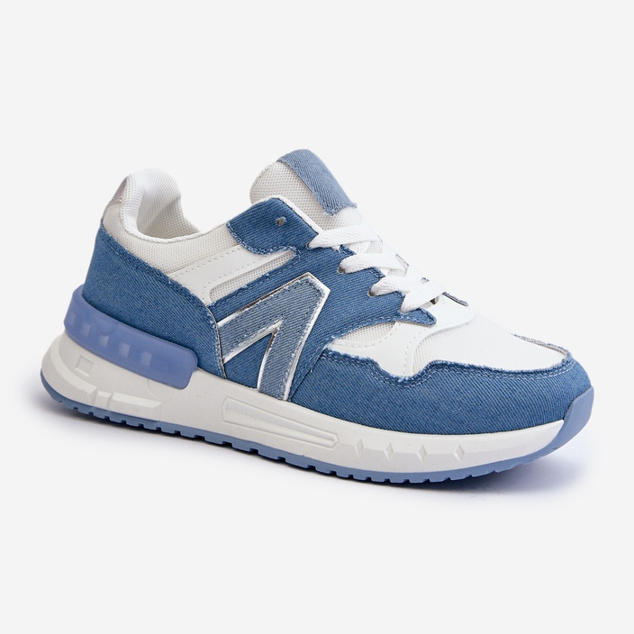 Baskets en jean pour femmes en cuir écologique, bleu Vinelli 1 Baskets en jean pour femmes en cuir écologique, bleu Vinelli 1