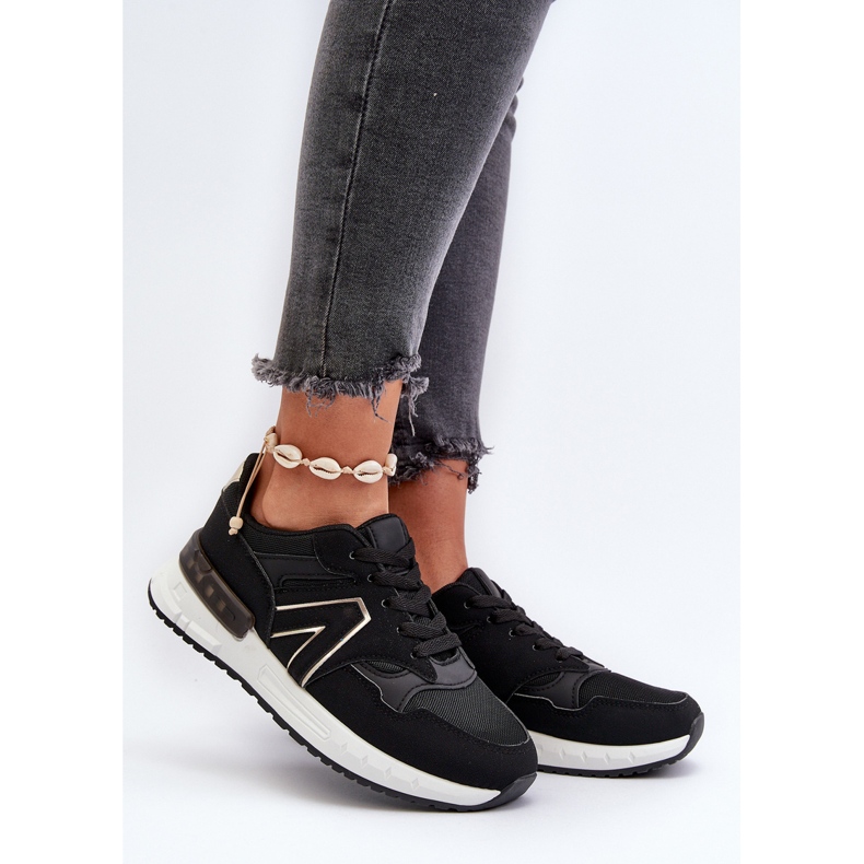 Baskets pour femmes en cuir écologique noir Vinelli le noir 2