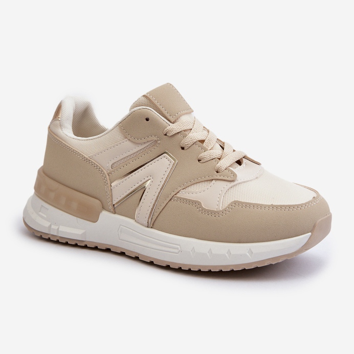 Baskets pour femmes en cuir écologique, beige Vinelli 1
