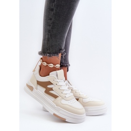 Baskets à plateforme pour femmes en cuir écologique, beige Lynnette 2