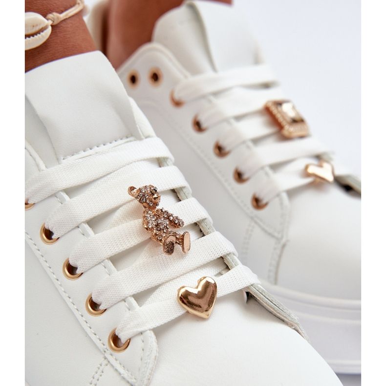 Baskets à plateforme pour femmes avec épingles en cuir écologique, blanc Cavisa 2