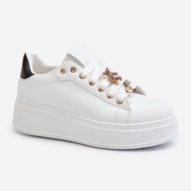 Baskets à plateforme pour femmes avec épingles en cuir écologique, blanc Cavisa 1
