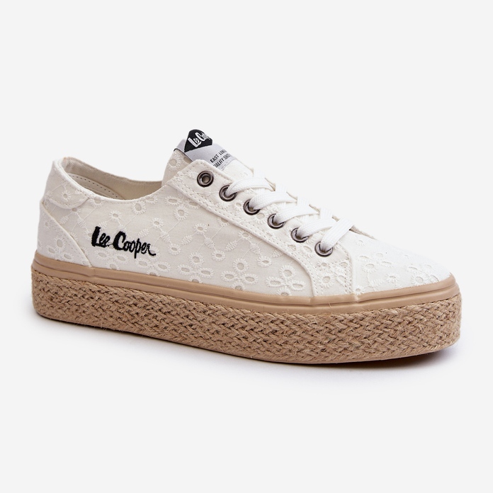 Baskets en dentelle pour femmes avec tresse Lee Cooper LCW-24-44-2425 blanc blanche 2